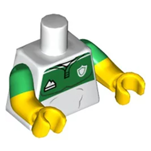 Lego White Torso Jersey Green Top Sports Logos Yellow Arms Green Short Sleeves 