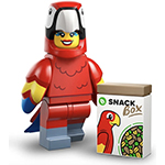 LEGO Minifigura Parrot Costume Fan, Series 28 (Complete Set with Stand and Accessories) COL28-12