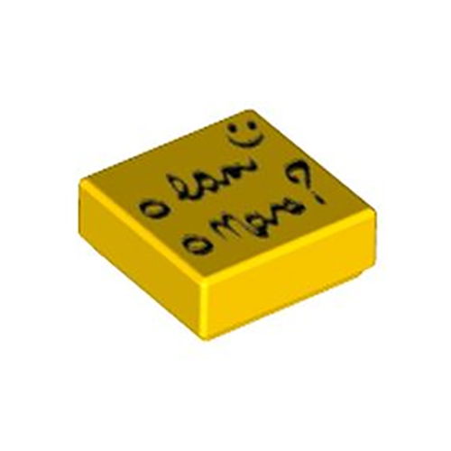 LEGO Tile 1 x 1 with Black Script, Question Mark, and Smiley Face Pattern 3070PB093