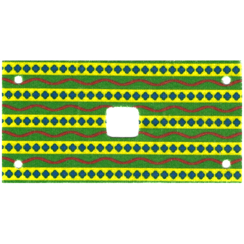 LEGO Cloth Rectangle 6 x 12 with 2 x 2 Cutout, Holes at Corners, Green and Yellow Stripes with Red Wavy Lines and Blue Diamonds Elephant Saddle Pattern 43905