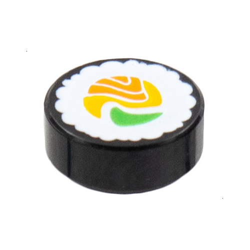 LEGO Tile, Round 1 x 1 with Sushi Roll Pattern 98138PB261