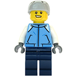 LEGO Minifigure Snowboarder - Male, Medium Blue Jacket, Light Bluish Gray Sports Helmet CTY1087