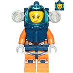LEGO Minifigure Deep Sea Diver - Female, Dark Blue Helmet, Side Lamps, Smirk / Left Eye Squinted CTY1169