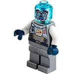 LEGO Minifigure Cyber Drone Robot - Flat Silver Spacesuit with Harness and White Panel with Classic Space Logo, Trans-Light Blue Head TWN401