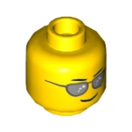 LEGO Minifigure, Head Glasses with Silver Sunglasses, Eyebrows and Thin Grin Pattern - Stud Recessed 3626PB0193
